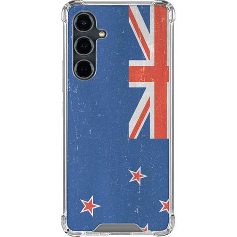 New Zealand Flag Distressed Galaxy S23 FE Clear Case